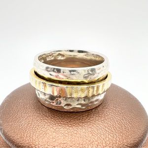 SILPADA Sterling Silver 14k Gold Plated Spinning Band Ring Size 7.5